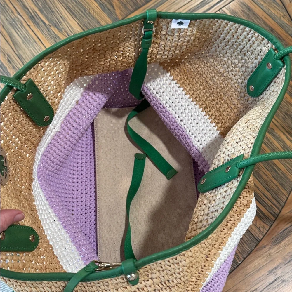 Kate Spade Green and Lavender Woven Tote - Picture 4 of 8